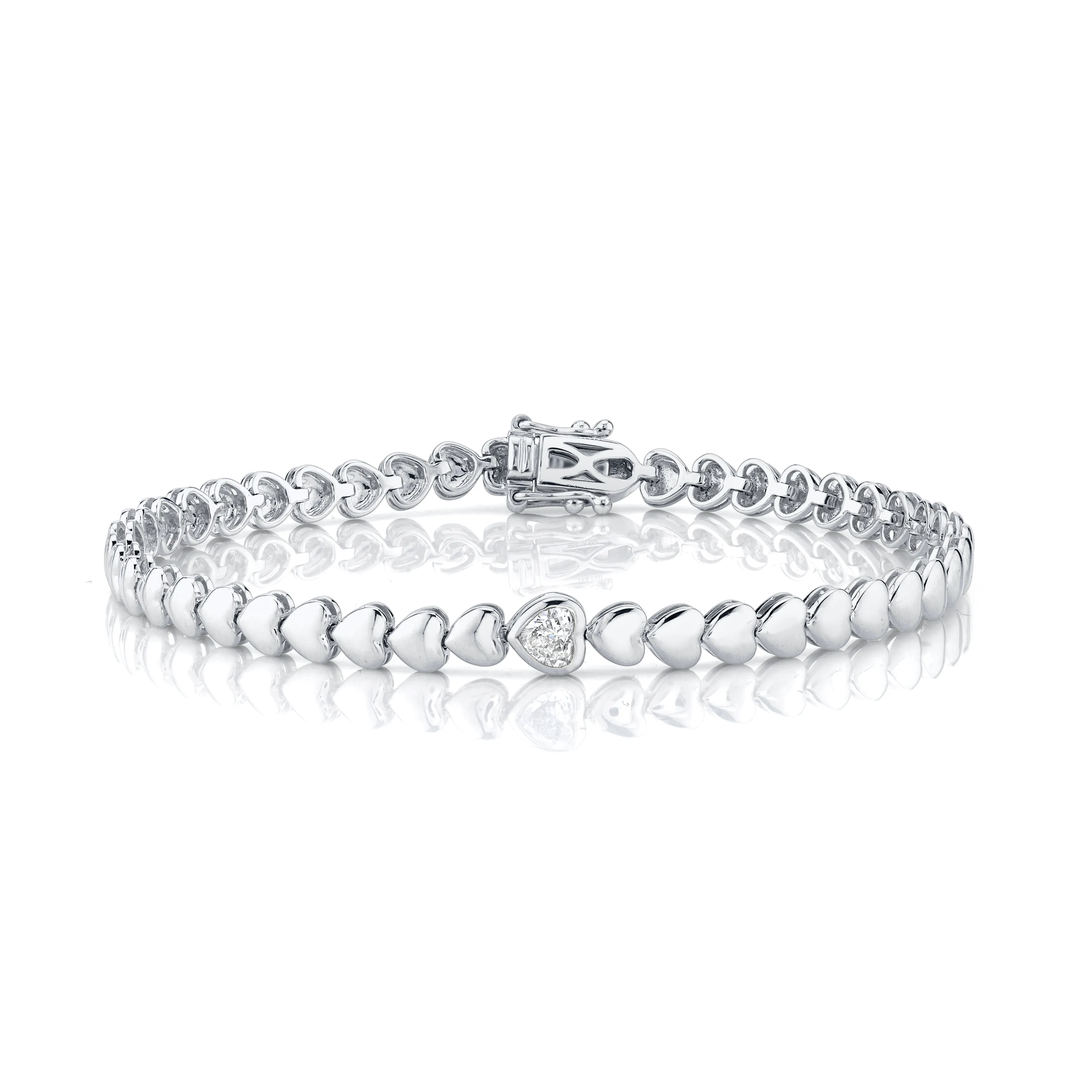 HEART WITH ONE BEZELED DIAMOND BRACELET Anita Ko