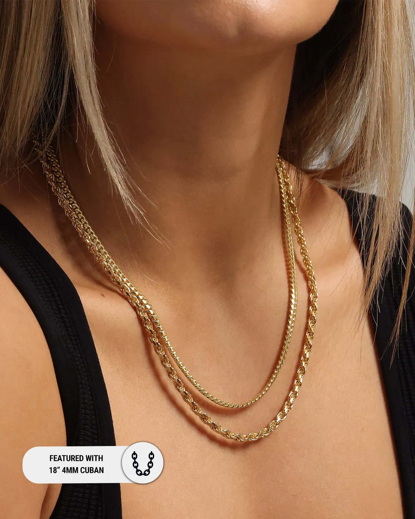 House Of Auric Rope 4mm 18" Chain 18k Gold Vermeil