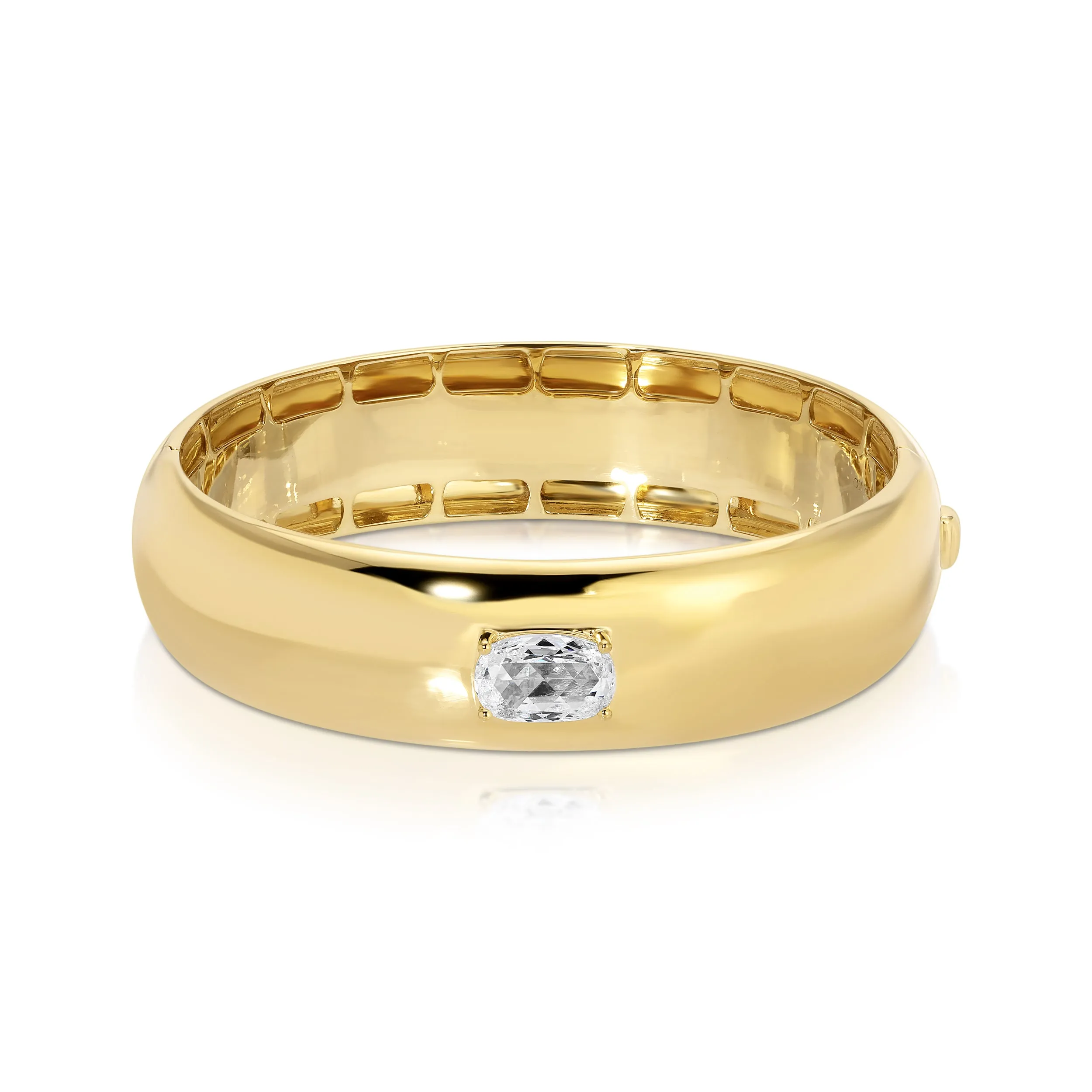 LARGE COSMO BANGLE WITH ROSE CUT OVAL DIAMOND CENTER Anita Ko