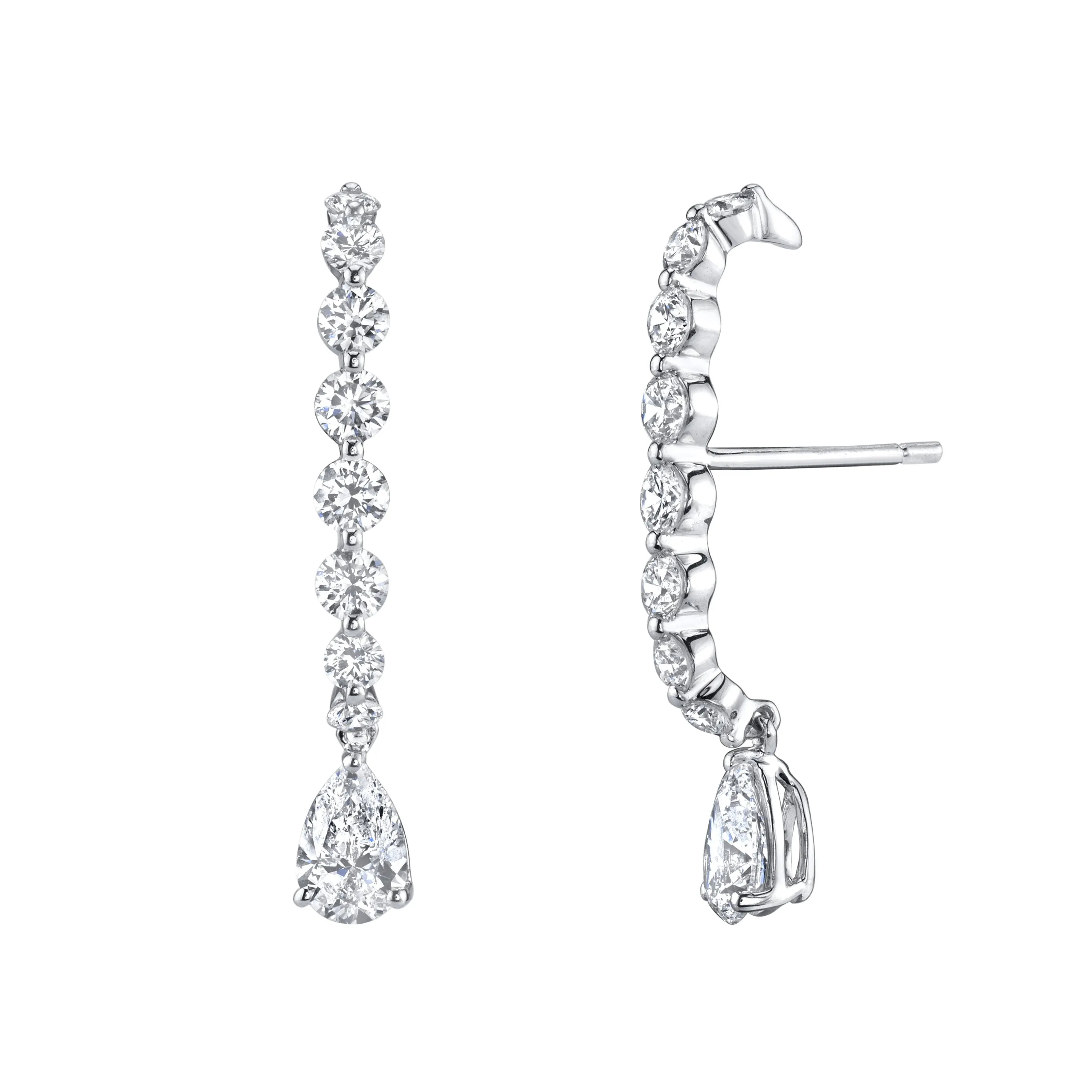 LARGE DIAMOND LOBE CUFF WITH PEAR DIAMOND DROP Anita Ko