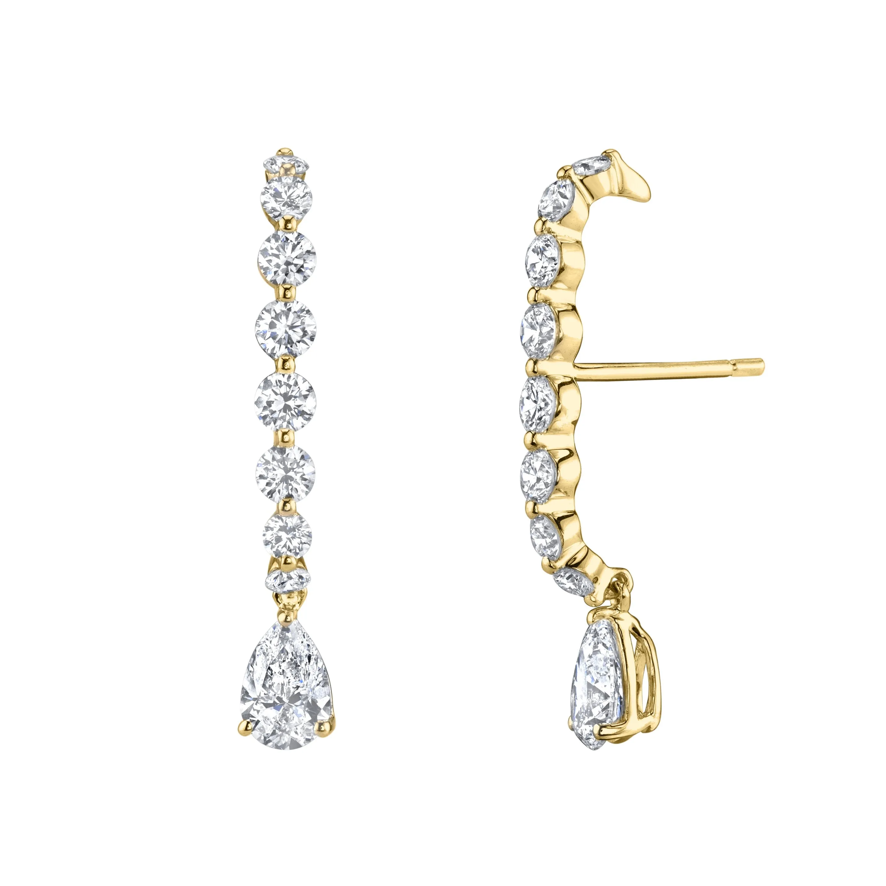 LARGE DIAMOND LOBE CUFF WITH PEAR DIAMOND DROP Anita Ko