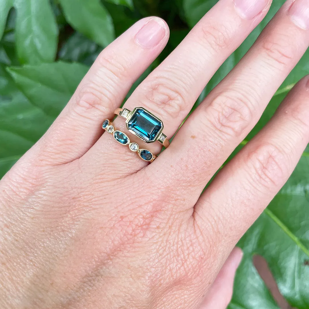 London Blue Topaz & Diamond 14K Yellow Gold Ring Croghans