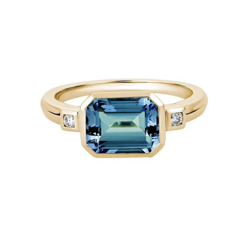 London Blue Topaz & Diamond 14K Yellow Gold Ring Croghans