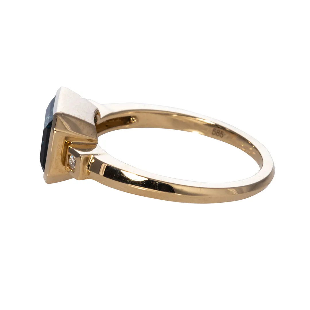 London Blue Topaz & Diamond 14K Yellow Gold Ring Croghans