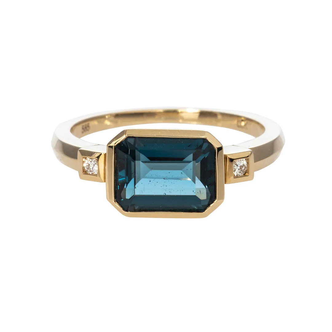 London Blue Topaz & Diamond 14K Yellow Gold Ring Croghans