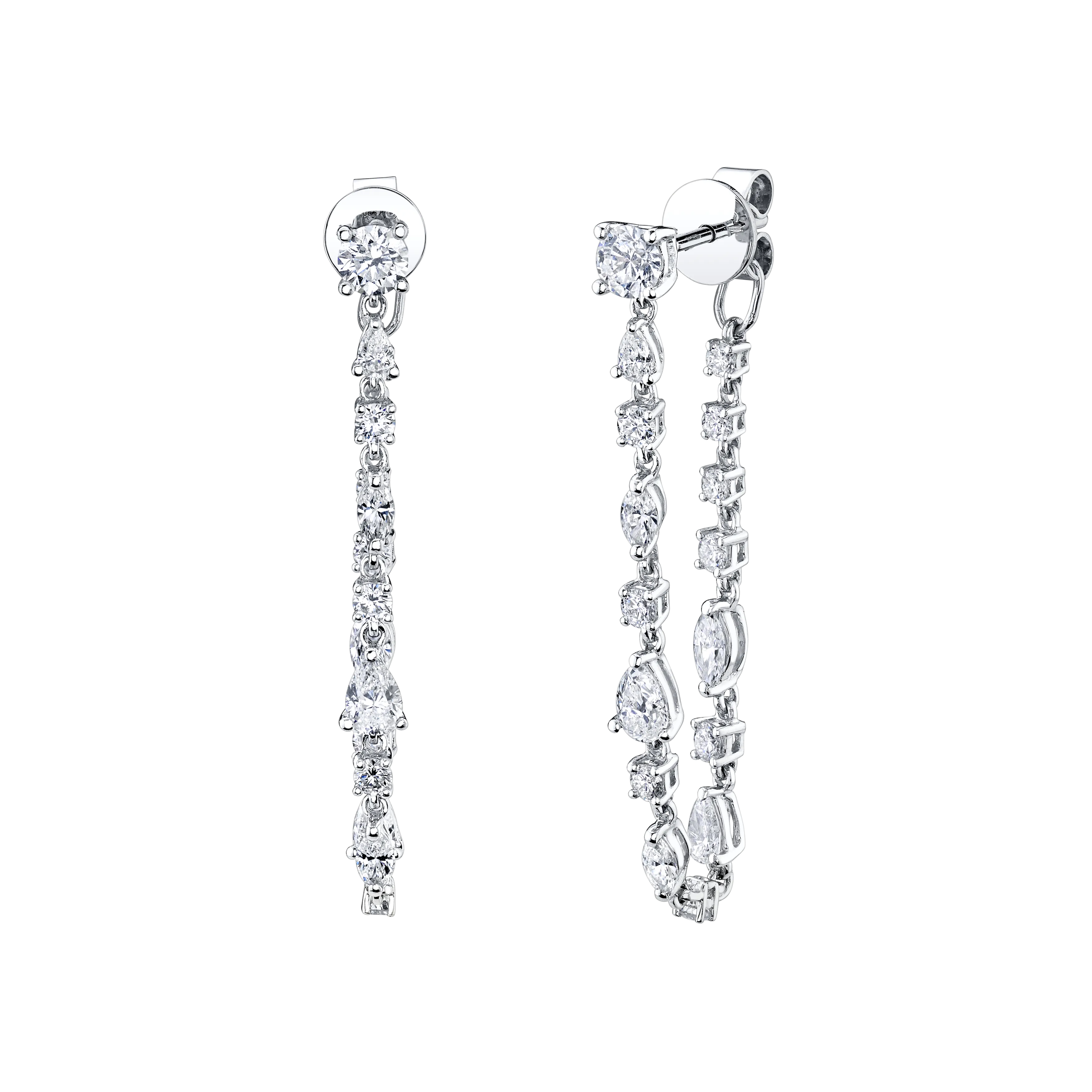 LONG MULTI SHAPED DIAMOND LOOP EARRINGS Anita Ko