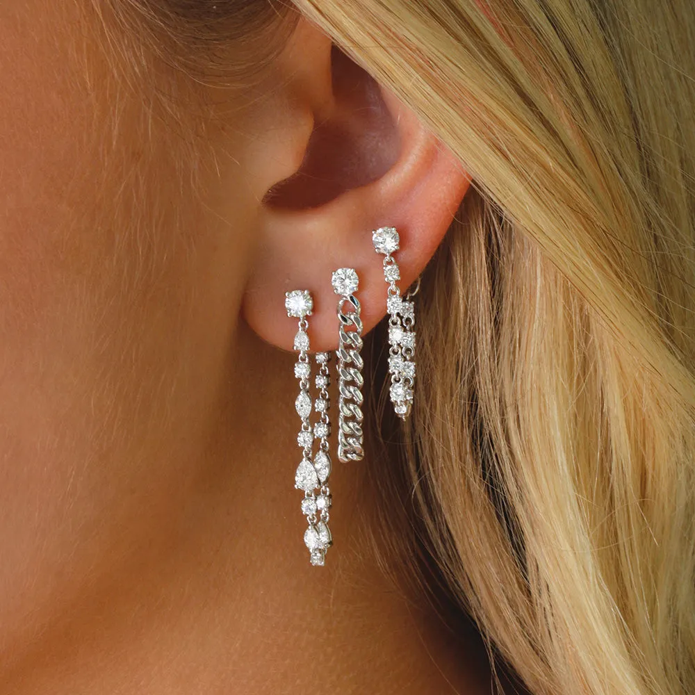 LONG MULTI SHAPED DIAMOND LOOP EARRINGS Anita Ko