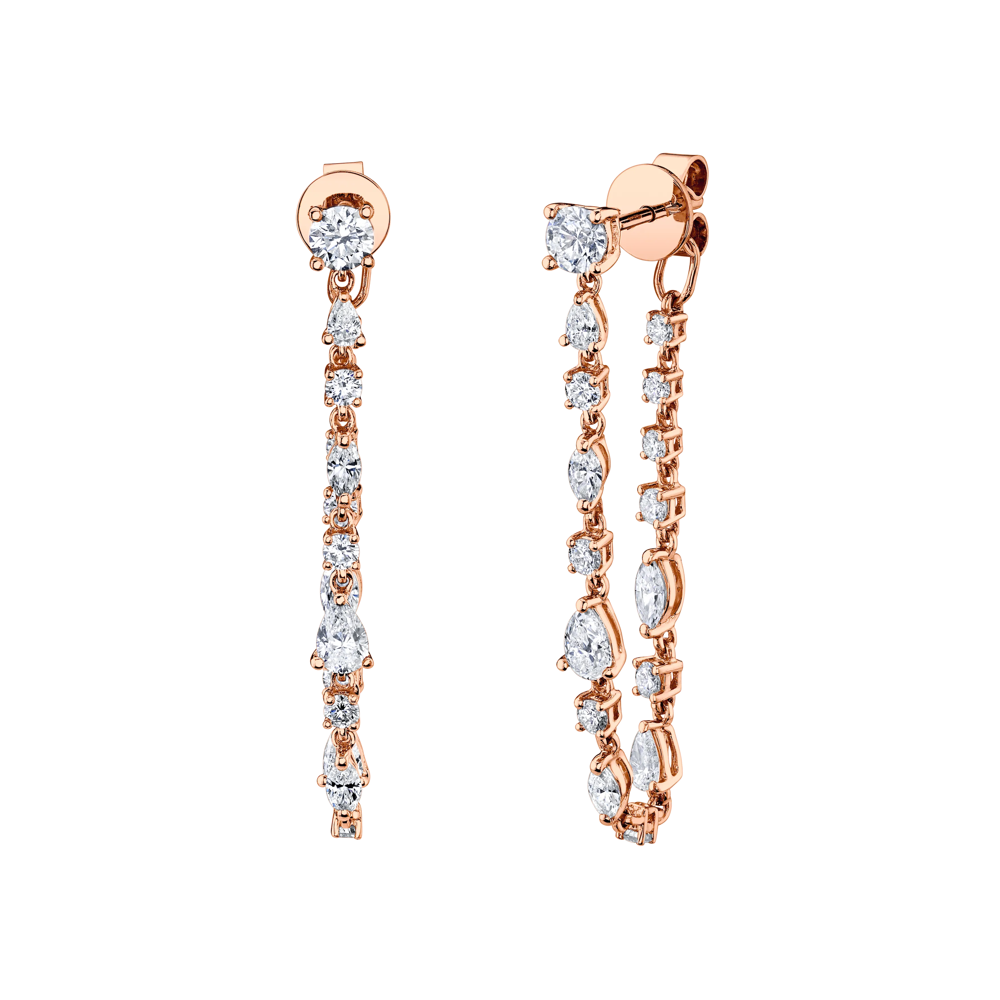 LONG MULTI SHAPED DIAMOND LOOP EARRINGS Anita Ko