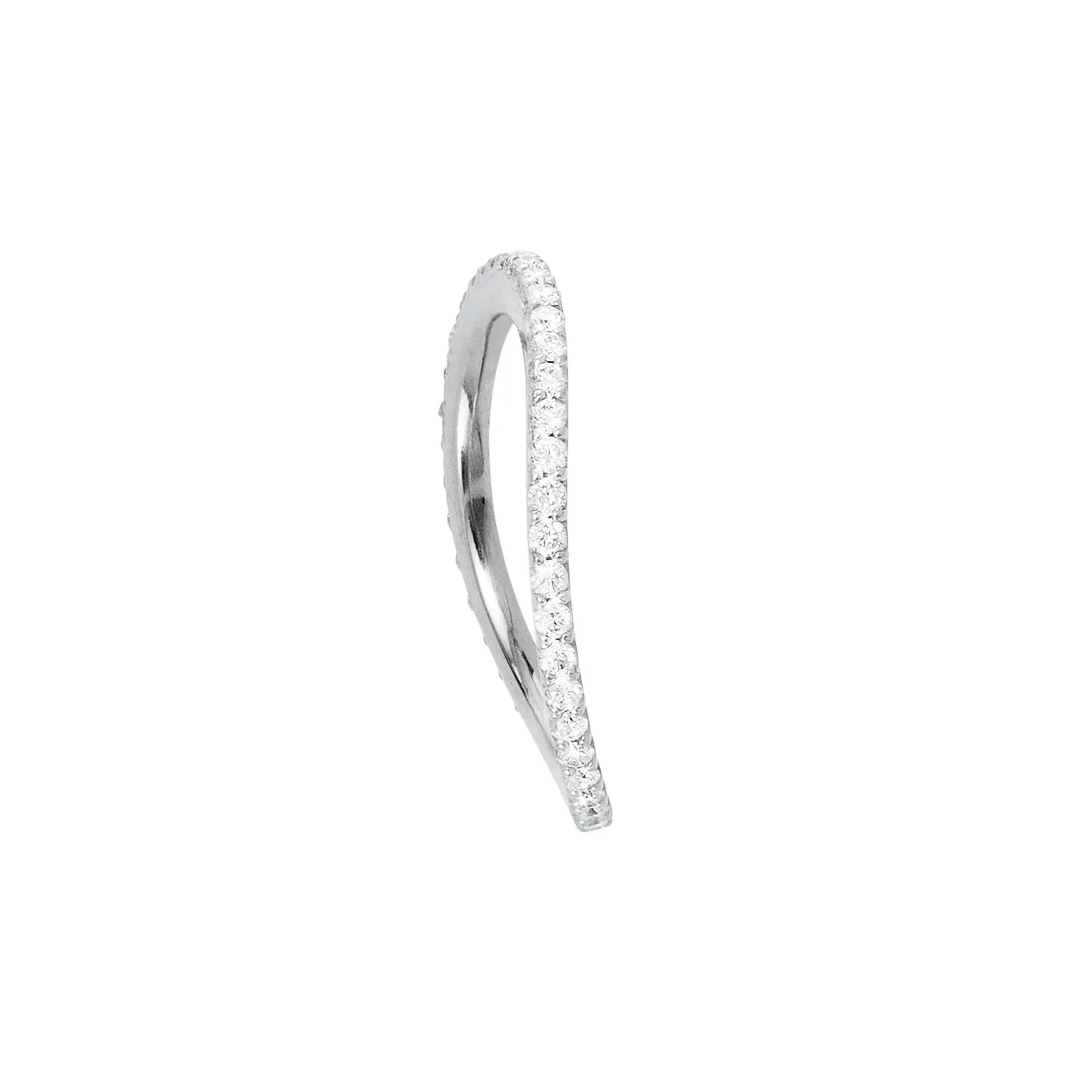 Love Bands Curved 18K Whitegold Ring w. Diamonds