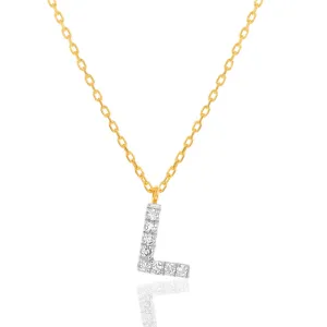 Luminesce Lab Diamond L Initial Pendant in 9ct Yellow Gold with Adjustable 42cm Chain Shiels