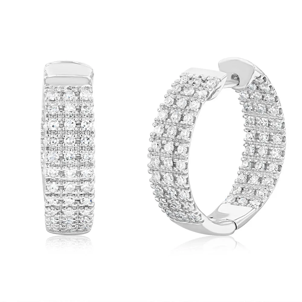Luminesce Lab Grown 1 Carat Diamond Hoop Earrings in 9ct White Gold Shiels