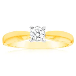 Luminesce Lab Grown 1/10 Carat Diamond 4 Claw Ring in 9ct Yellow Gold Shiels