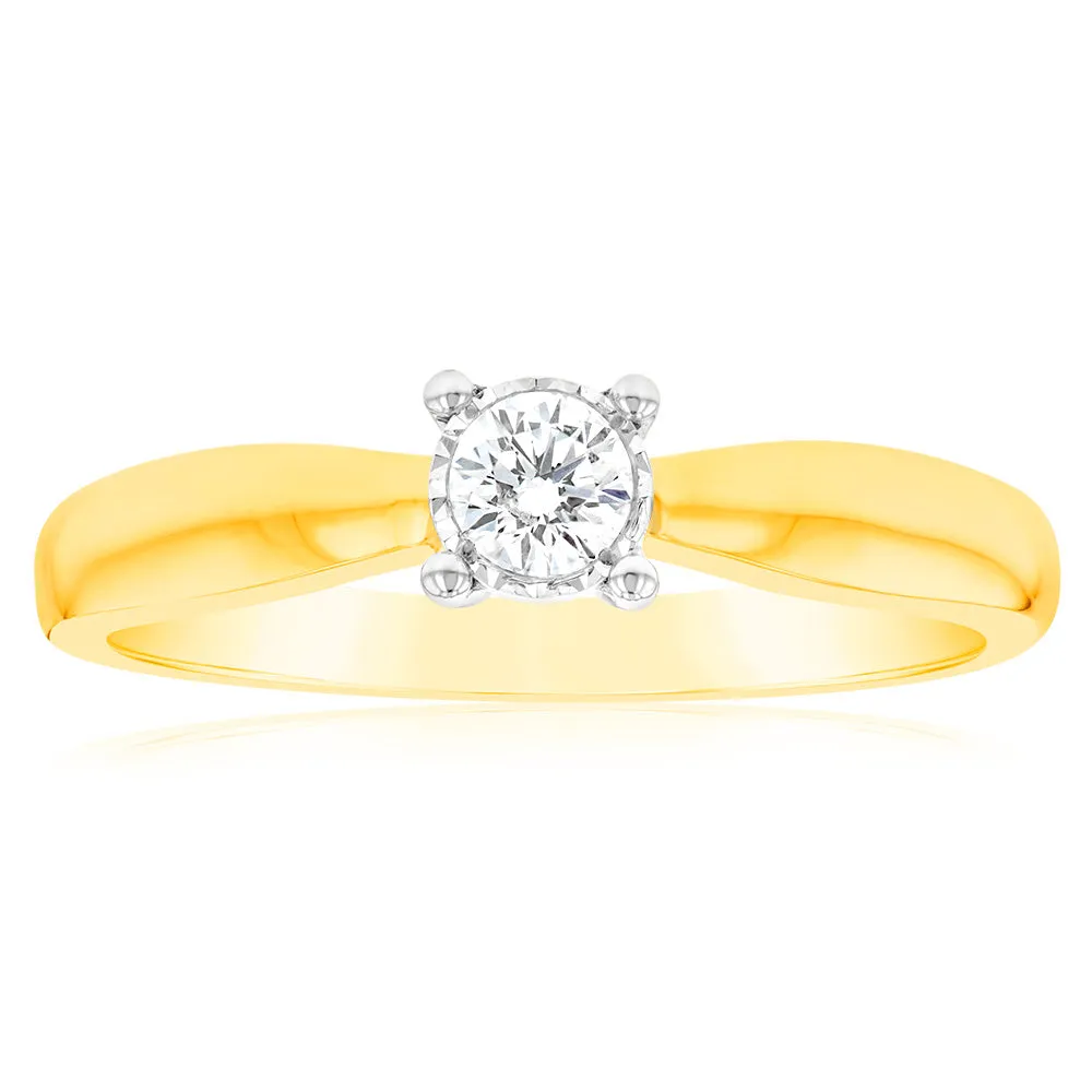 Luminesce Lab Grown 1/10 Carat Diamond 4 Claw Ring in 9ct Yellow Gold Shiels