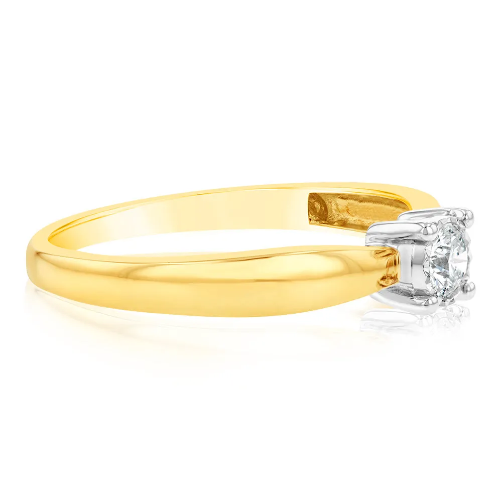 Luminesce Lab Grown 1/10 Carat Diamond 4 Claw Ring in 9ct Yellow Gold Shiels