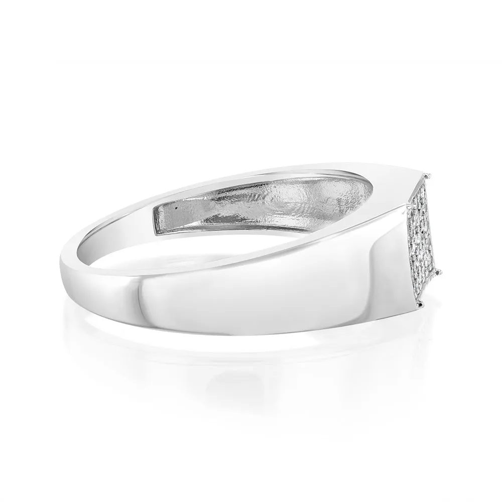 Luminesce Lab Grown 1/10 Carat Diamond Gents Ring in Sterling Silver Shiels