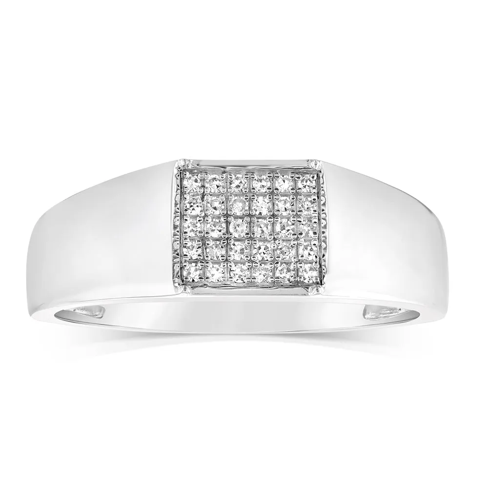 Luminesce Lab Grown 1/10 Carat Diamond Gents Ring in Sterling Silver Shiels