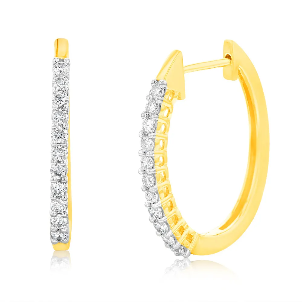 Luminesce Lab Grown 1/2 Carat Diamond Claw Hoop Earrings in 9ct Yellow Gold Shiels