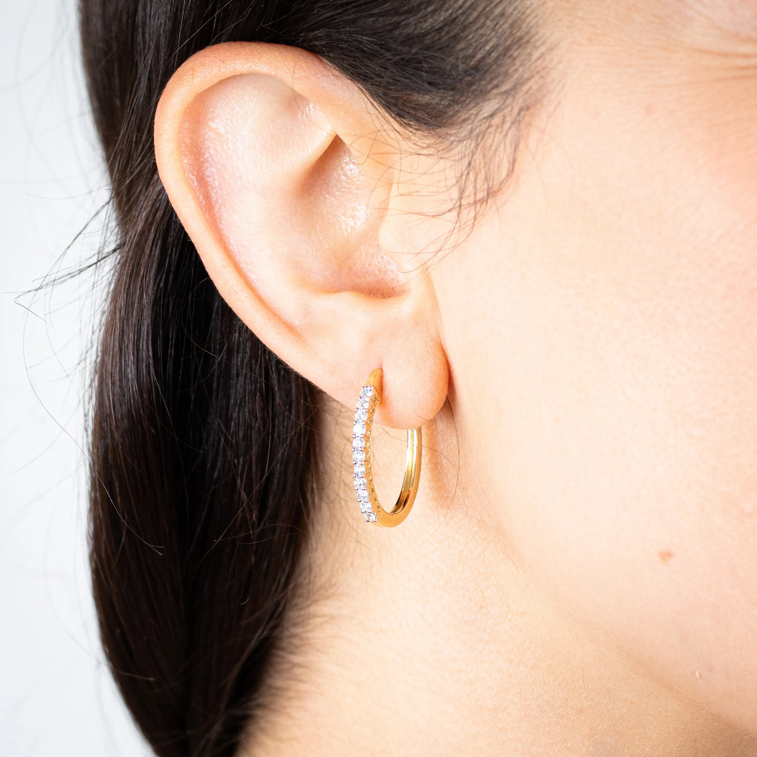 Luminesce Lab Grown 1/2 Carat Diamond Claw Hoop Earrings in 9ct Yellow Gold Shiels