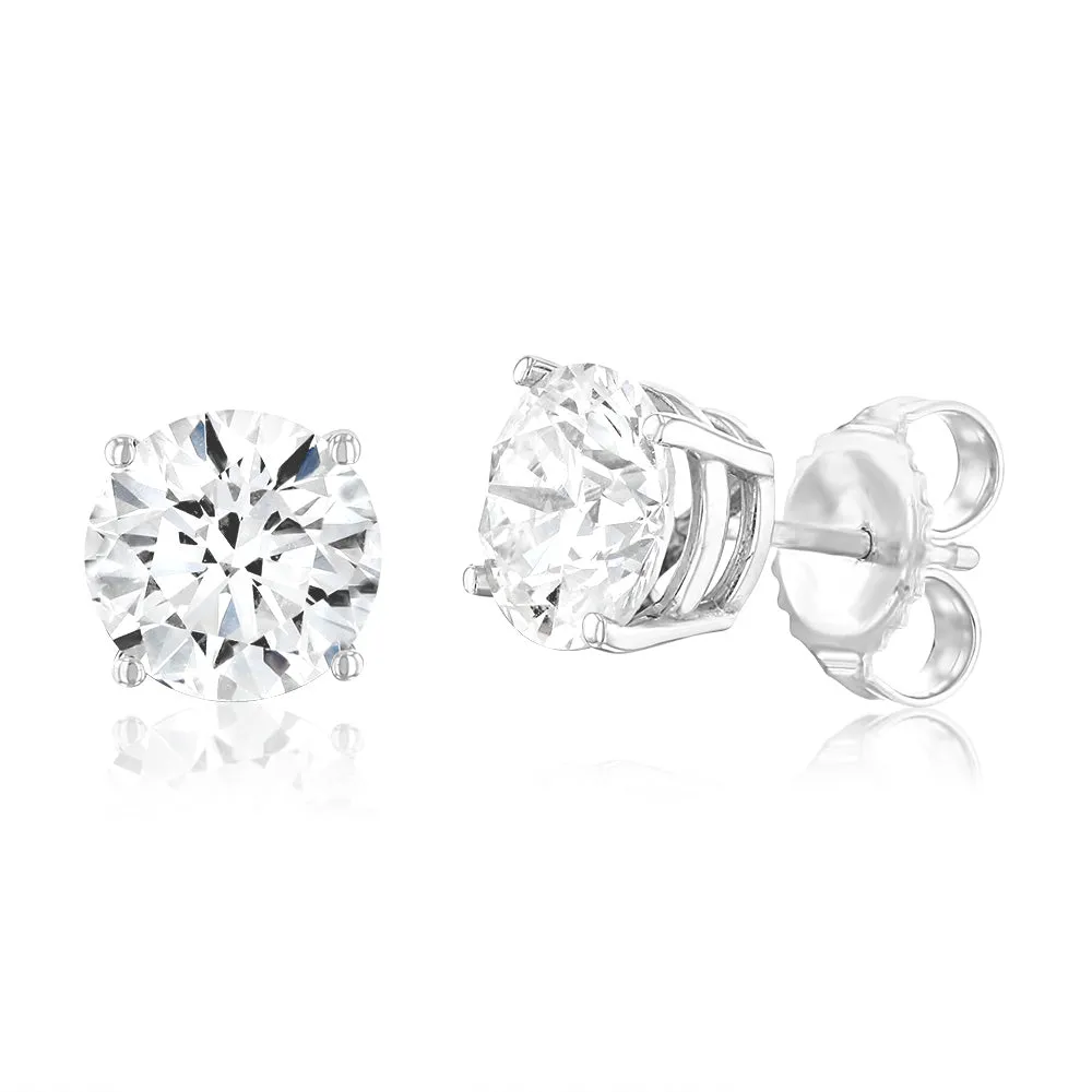 Luminesce Lab Grown 14ct White Gold 3 Carat Diamond Stud Earrings Shiels