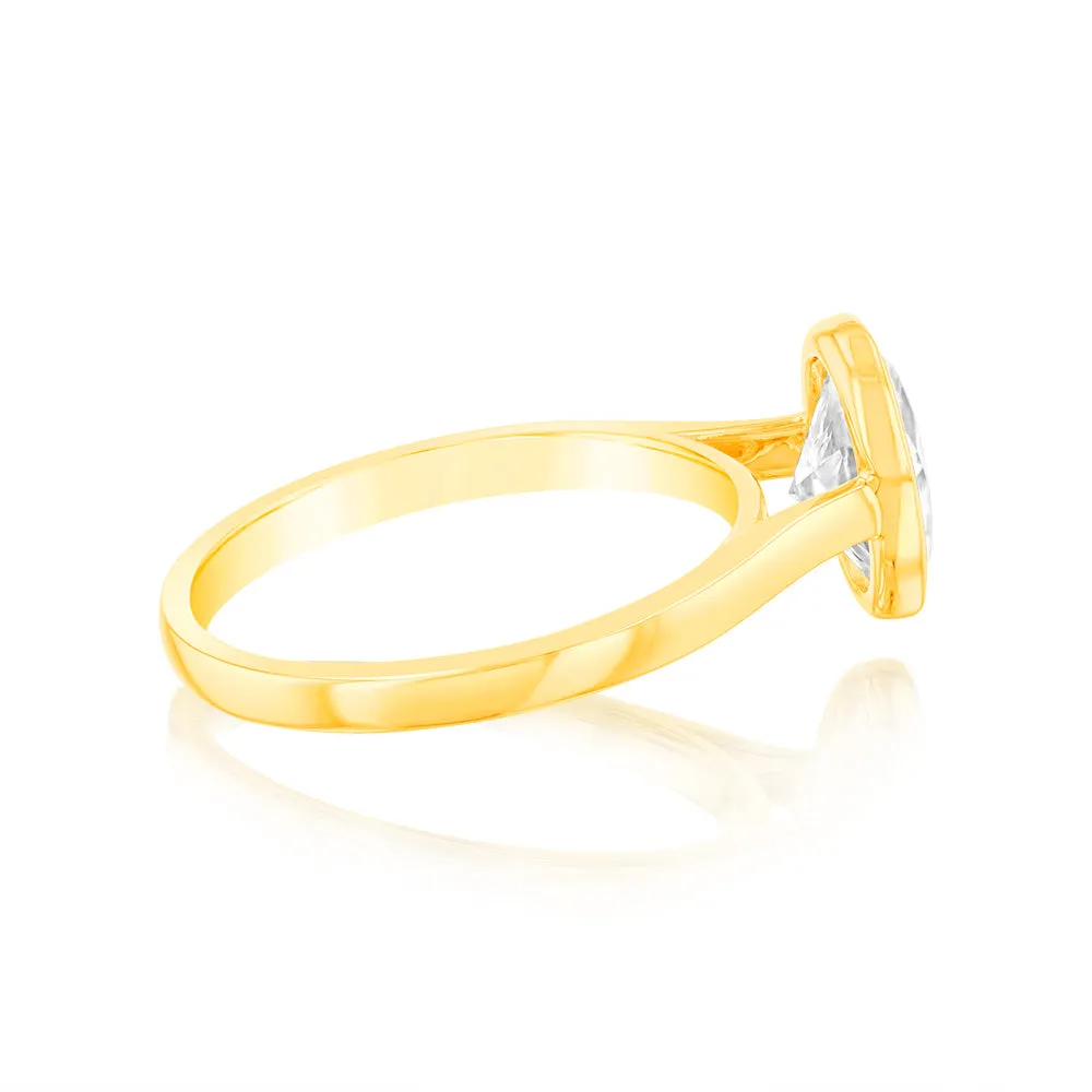 Luminesce Lab Grown 14ct Yellow Gold 1.5Carat Oval Cut Diamond Ring in Bezel Set Shiels