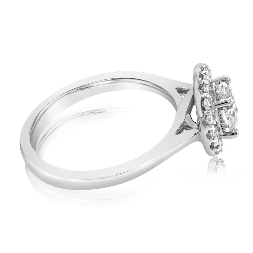 Luminesce Lab Grown 18ct White Gold 1 Carat Diamond Cushion Halo Ring Shiels