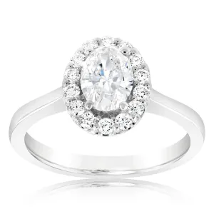 Luminesce Lab Grown 18ct White Gold 1 Carat Diamond Oval Halo Ring Shiels
