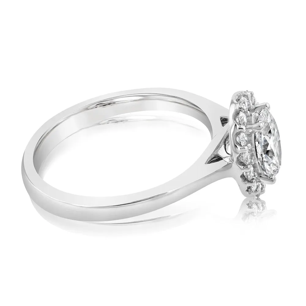 Luminesce Lab Grown 18ct White Gold 1 Carat Diamond Oval Halo Ring Shiels
