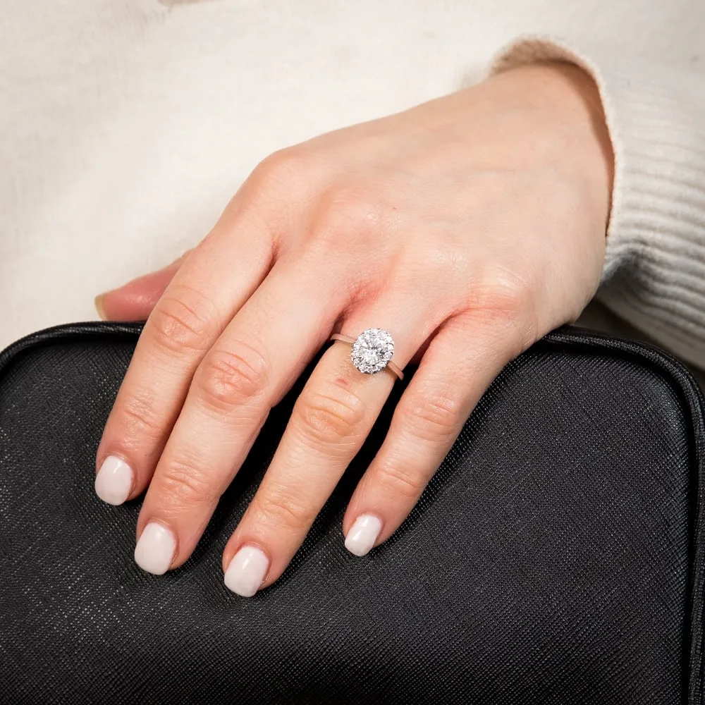 Luminesce Lab Grown 18ct White Gold 1.3 Carat Diamond Oval Halo Ring Shiels