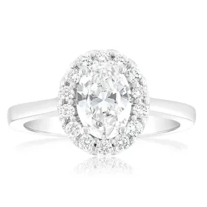 Luminesce Lab Grown 18ct White Gold 1.3 Carat Diamond Oval Halo Ring Shiels