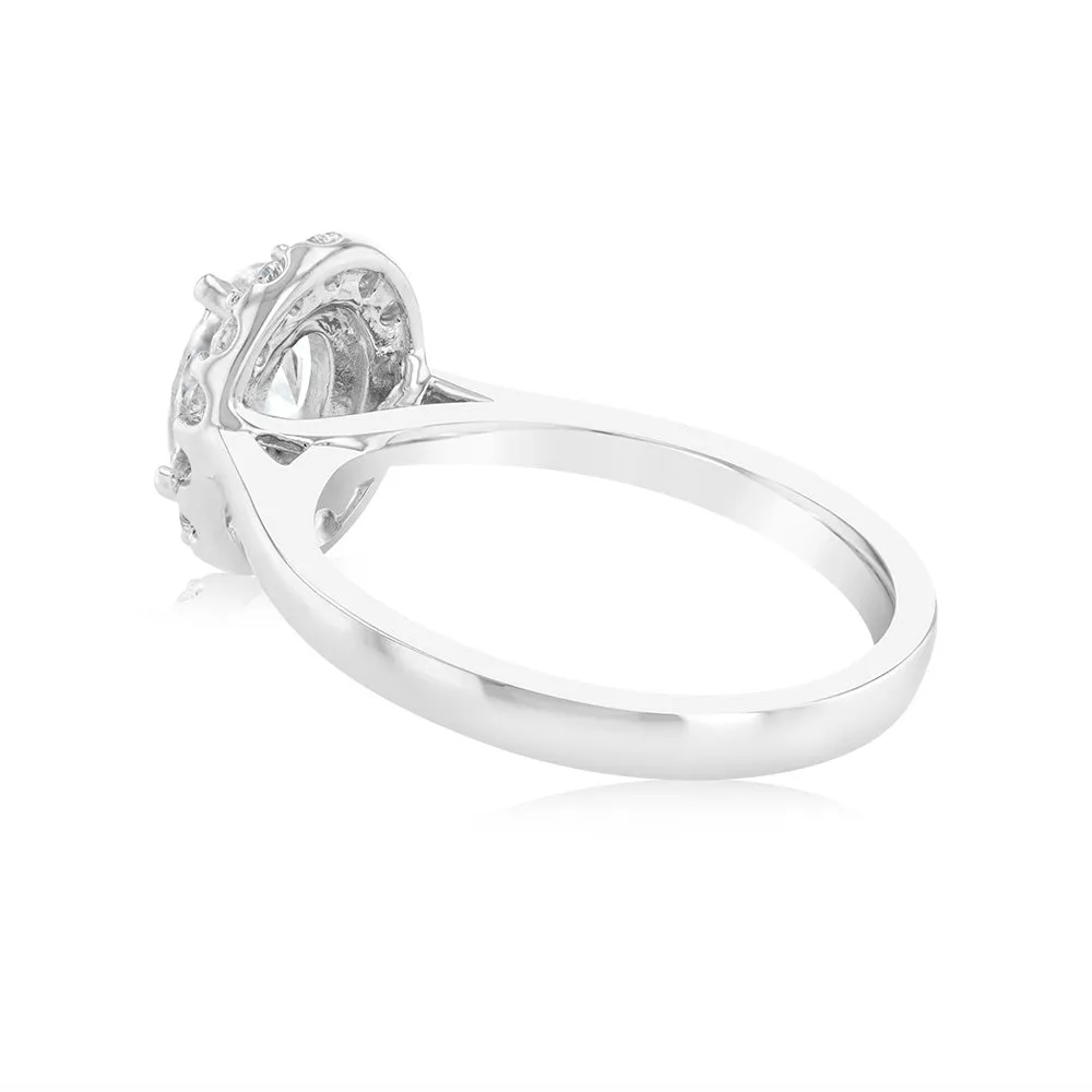 Luminesce Lab Grown 18ct White Gold 1.3 Carat Diamond Oval Halo Ring Shiels