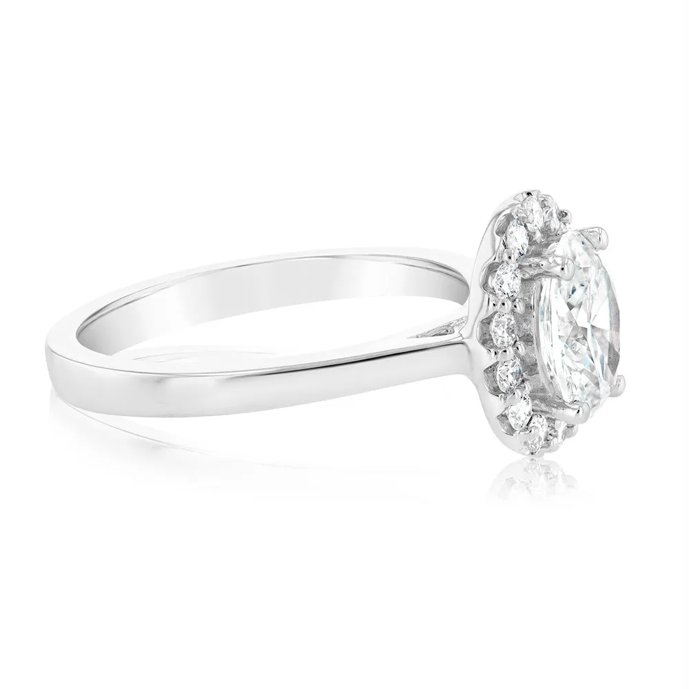 Luminesce Lab Grown 18ct White Gold 1.3 Carat Diamond Oval Halo Ring Shiels