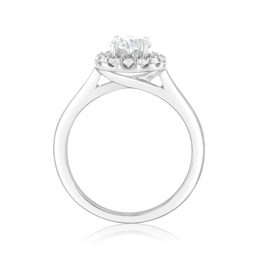 Luminesce Lab Grown 18ct White Gold 1.3 Carat Diamond Oval Halo Ring Shiels