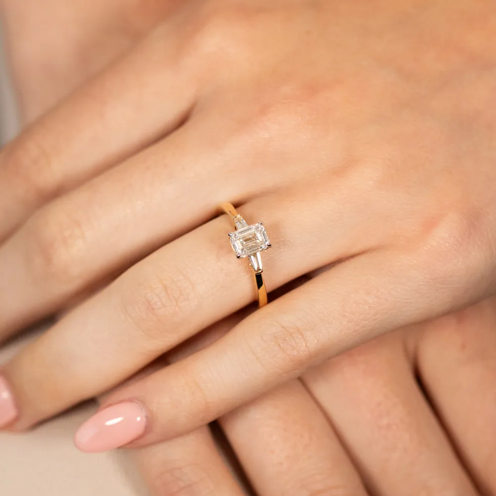Luminesce Lab Grown 18ct Yellow Gold 1.1 Carat Emerald Diamond Engagement Ring Shiels