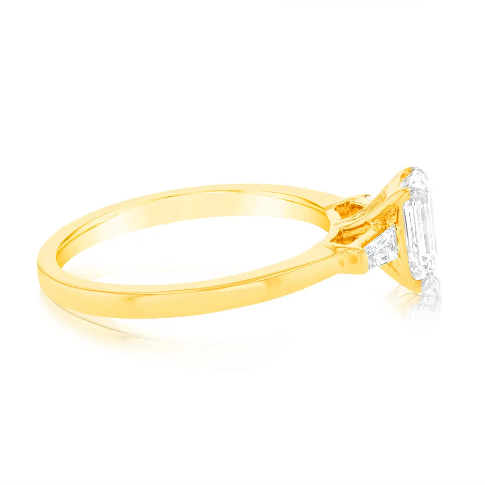 Luminesce Lab Grown 18ct Yellow Gold 1.1 Carat Emerald Diamond Engagement Ring Shiels