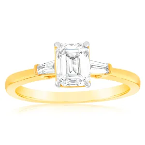 Luminesce Lab Grown 18ct Yellow Gold 1.1 Carat Emerald Diamond Engagement Ring Shiels
