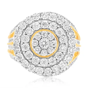 Luminesce Lab Grown 1Carat Cluster Shaped Diamond Engagement Ring in 9ct Yellow Gold Shiels