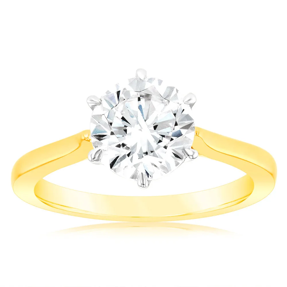 Luminesce Lab Grown 2 Carat Certified Diamond Solitaire Engagement Ring in 18ct Yellow Gold Shiels