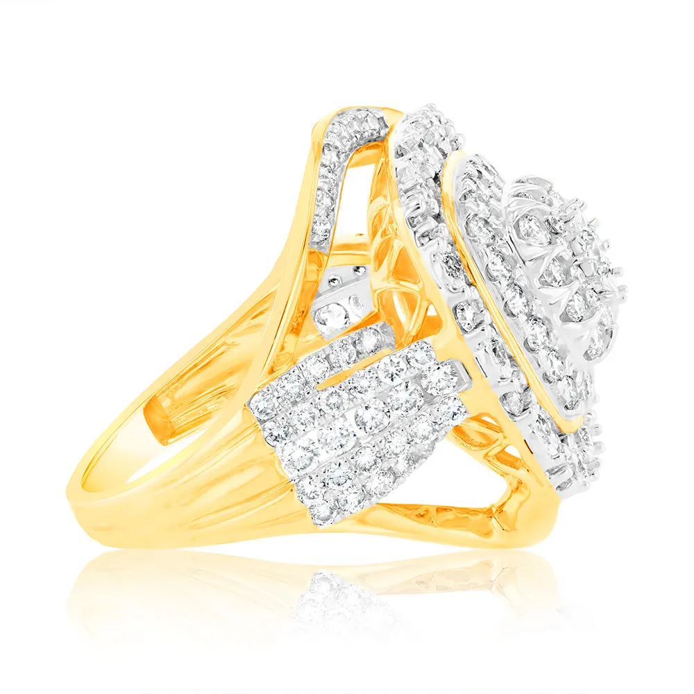 Luminesce Lab Grown 2 Carat Diamond Cluster Ring in 9ct Yellow Gold Shiels