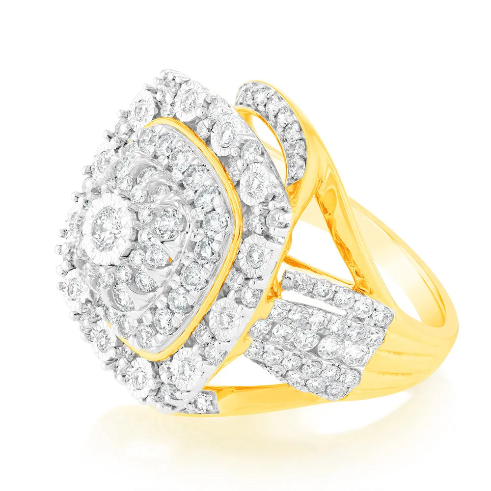 Luminesce Lab Grown 2 Carat Diamond Cluster Ring in 9ct Yellow Gold Shiels