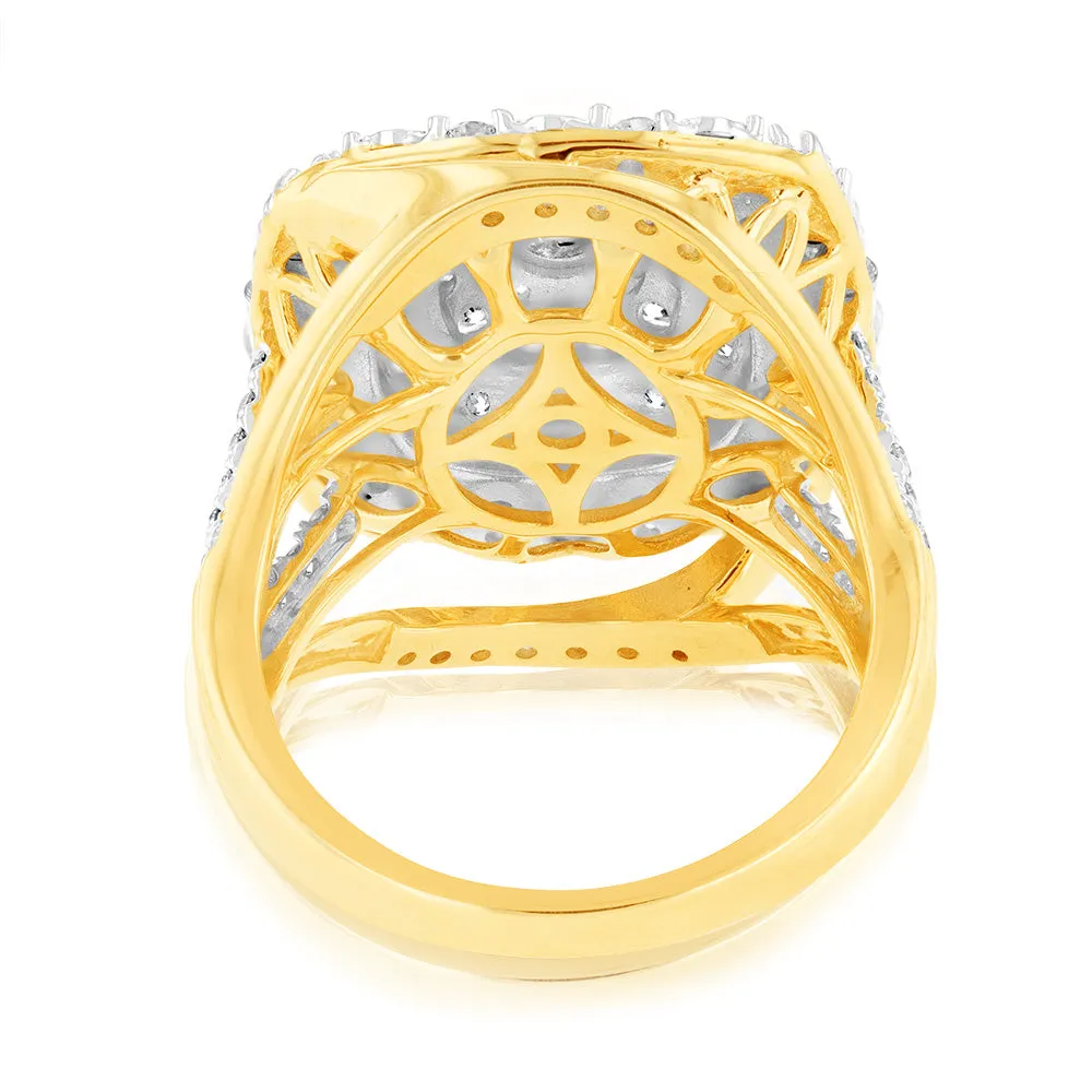 Luminesce Lab Grown 2 Carat Diamond Cluster Ring in 9ct Yellow Gold Shiels