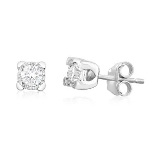 Luminesce Lab Grown 9ct White Gold 0.40 Carat Diamond Solitaire Stud Earrings Shiels