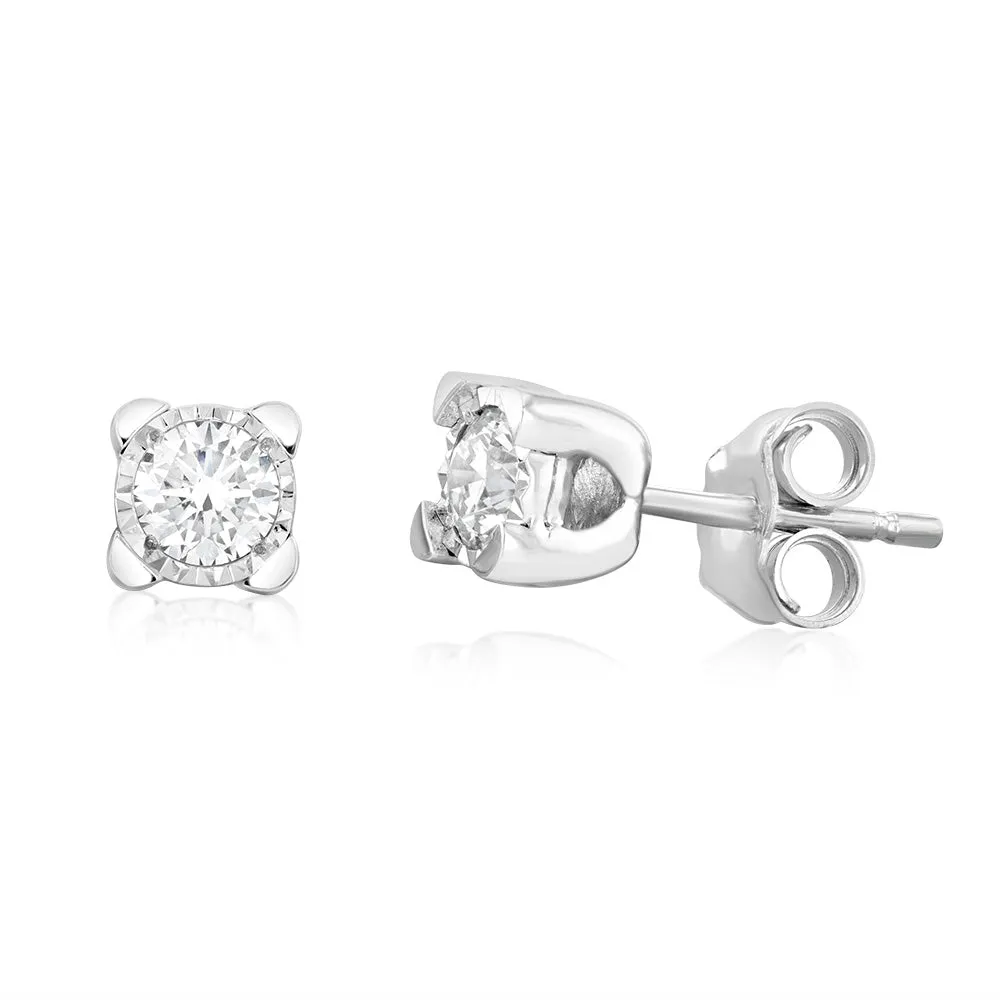 Luminesce Lab Grown 9ct White Gold 0.40 Carat Diamond Solitaire Stud Earrings Shiels