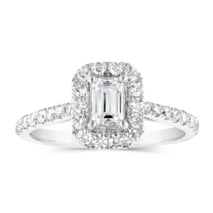 Luminesce Lab Grown 9ct White Gold 1 Carat Diamond Halo Solitaire Ring Emerald Centre Diamond Shiels