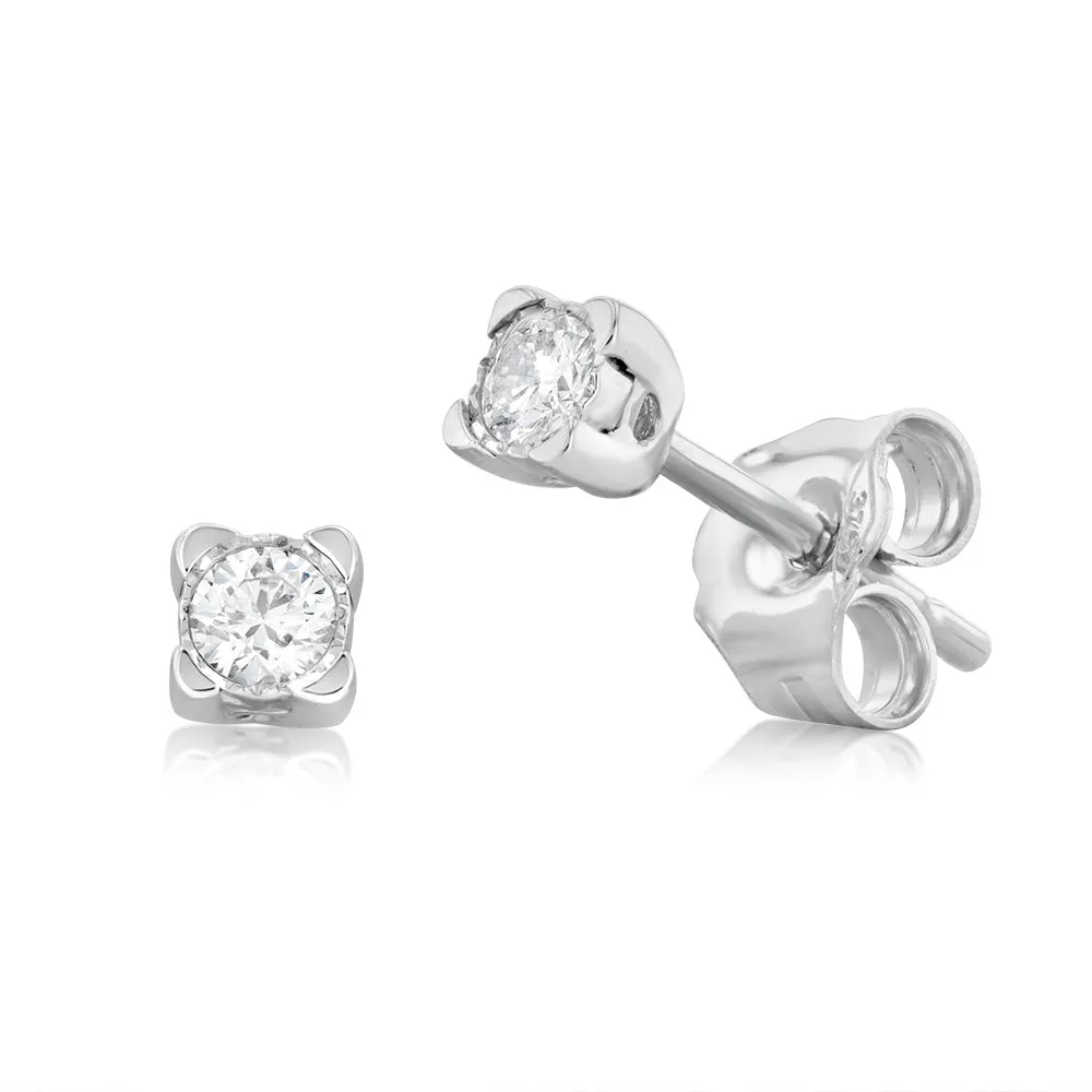 Luminesce Lab Grown 9ct White Gold 1/10 Carat Diamond Solitaire Stud Earrings Shiels