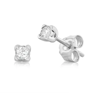 Luminesce Lab Grown 9ct White Gold 1/10 Carat Diamond Solitaire Stud Earrings Shiels