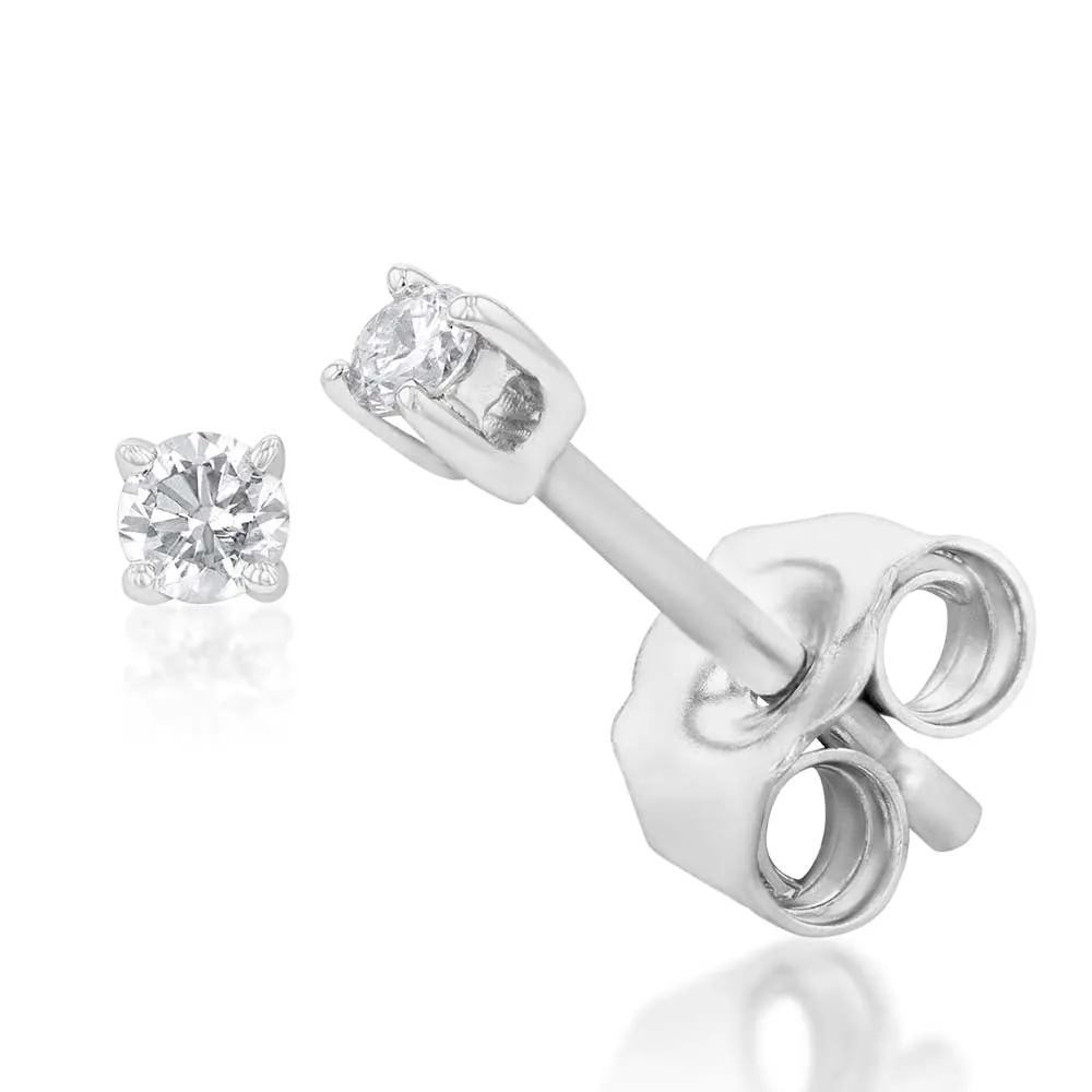 Luminesce Lab Grown 9ct White Gold Diamond Solitiaire Classic 5 Point Stud Earring Shiels