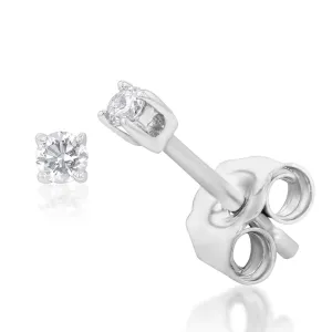 Luminesce Lab Grown 9ct White Gold Diamond Solitiaire Classic 5 Point Stud Earring Shiels
