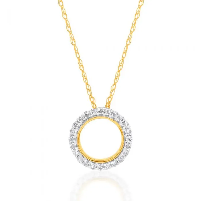 Luminesce Lab Grown 9ct Yellow Gold 0.10 Carat Diamond Circle of Life Pendant Shiels