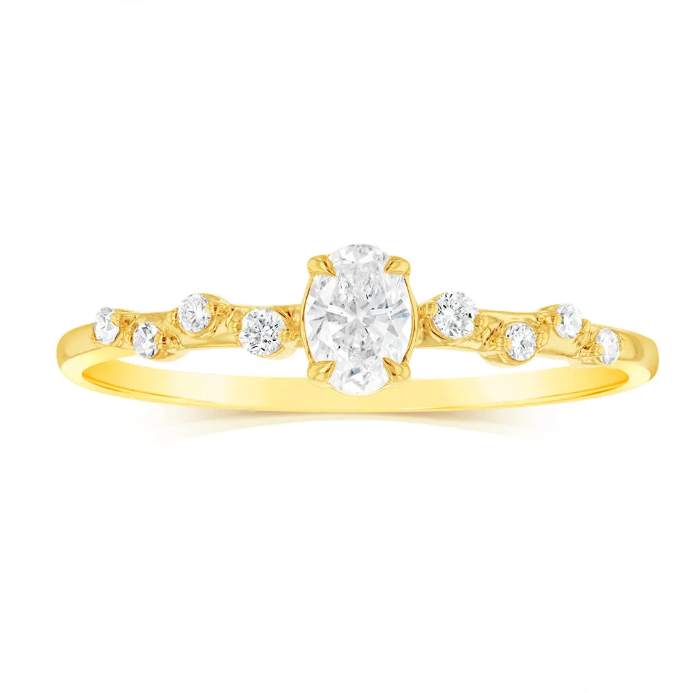 Luminesce Lab Grown 9ct Yellow Gold 0.30 Carat Diamond Solitaire Fancy Ring Shiels