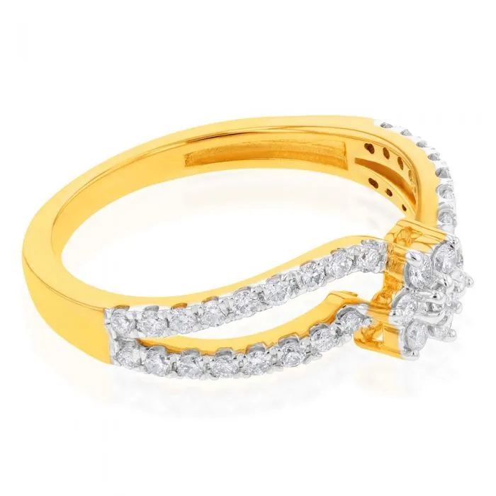 Luminesce Lab Grown 9ct Yellow Gold 0.40 Carat Diamond Ring with 41 Diamonds Shiels